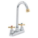 Mezcladora Lavabo 4', Cromo-Oro, Tipo Bar, Cruceta, moderno y duradero para lavabo, clave 45621 - FOSET AQUA