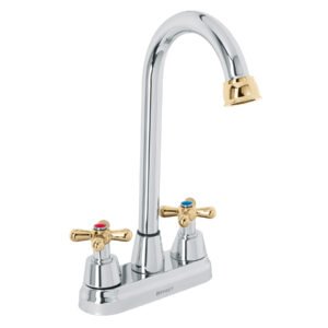 Mezcladora Lavabo 4', Cromo-Oro, Tipo Bar, Cruceta, moderno y duradero para lavabo, clave 45621 - FOSET AQUA