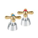 Juego de Manerales de Cruceta para Lavabo-Fregadero, Cromo-Oro, Alta Resistencia y Elegancia para Baños, Aqua Foset clave 45714