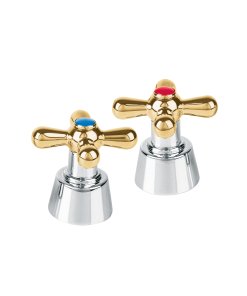 Juego de Manerales de Cruceta para Lavabo-Fregadero, Cromo-Oro, Alta Resistencia y Elegancia para Baños, Aqua Foset clave 45714