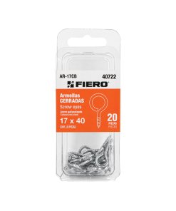 Blíster con 20 Armellas Cerradas de 17 x 40, accesorio duradero para ensamblajes, clave 40722 - Fiero