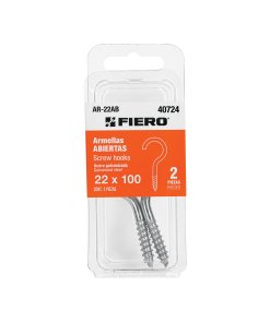 Blíster con 2 Armellas Abiertas de 22 x 100, accesorio esencial para proyectos de construcción, clave 40724 - Fiero