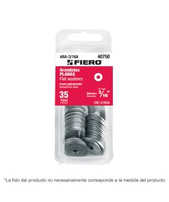 Blíster con 30 Arandelas Planas de 1/4', pieza fiable para proyectos de construcción, clave 40751 - Fiero