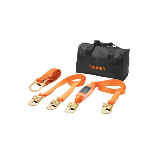Kit Contra Caídas Truper con Arnés de Tres Anillos - Tecnología de Protección Personal para Trabajo Vertical que Distribuye las Fuerzas de Impacto (Clave 100889)