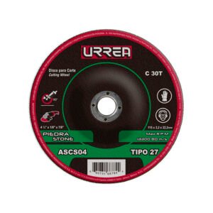 Disco abrasivo tipo 27 para piedra 4-1/2" x 1/8" Urrea ASCS04