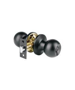 Cerradura Esfera Tubular, Recámara, Negro, Alta Resistencia para Instalaciones Fuertes, Marca Hermex BASIC, Clave 26176