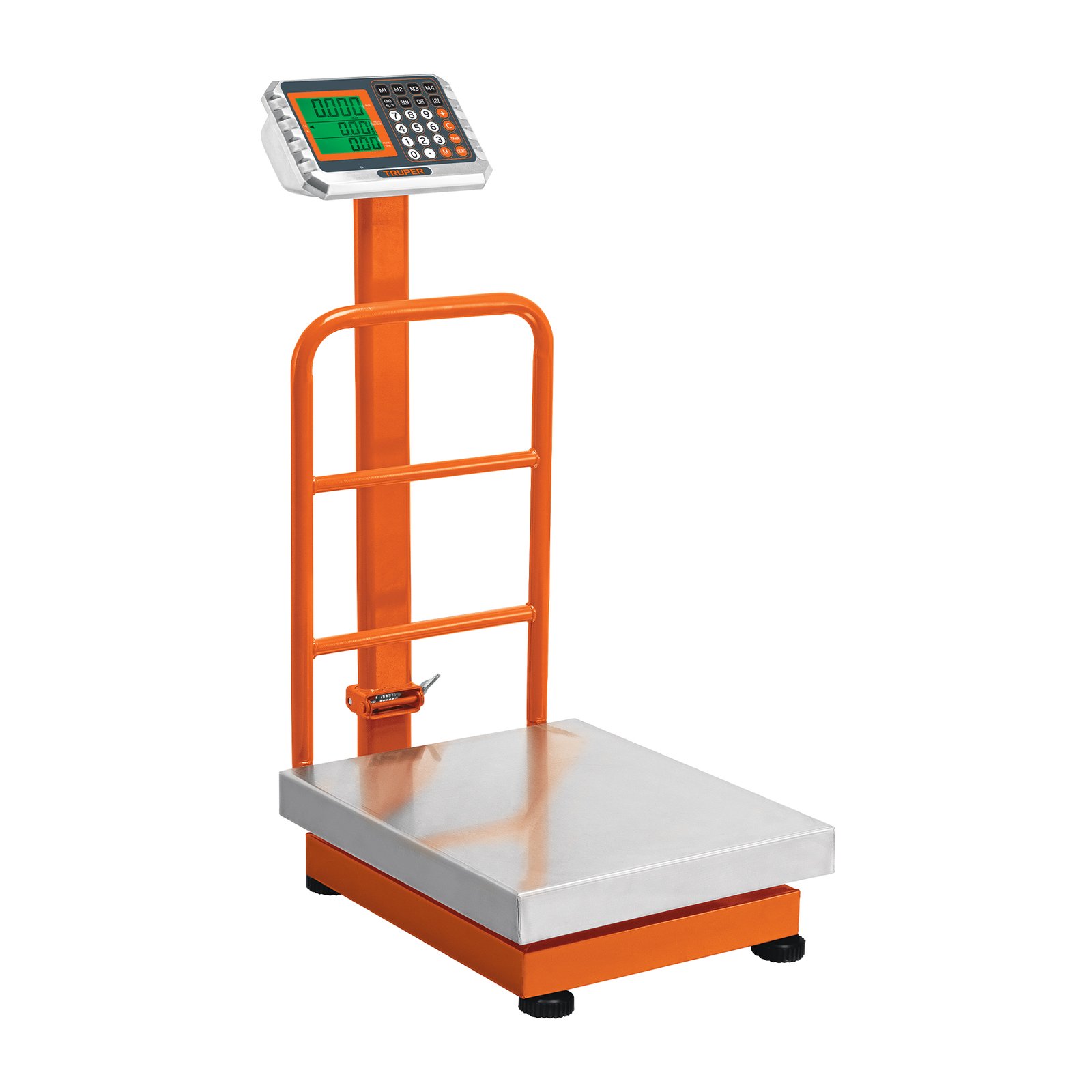 Báscula electrónica de plataforma, inoxidable, 200 kg, opción robusta para pesajes en grandes volúmenes, TRUPER, clave 103771.