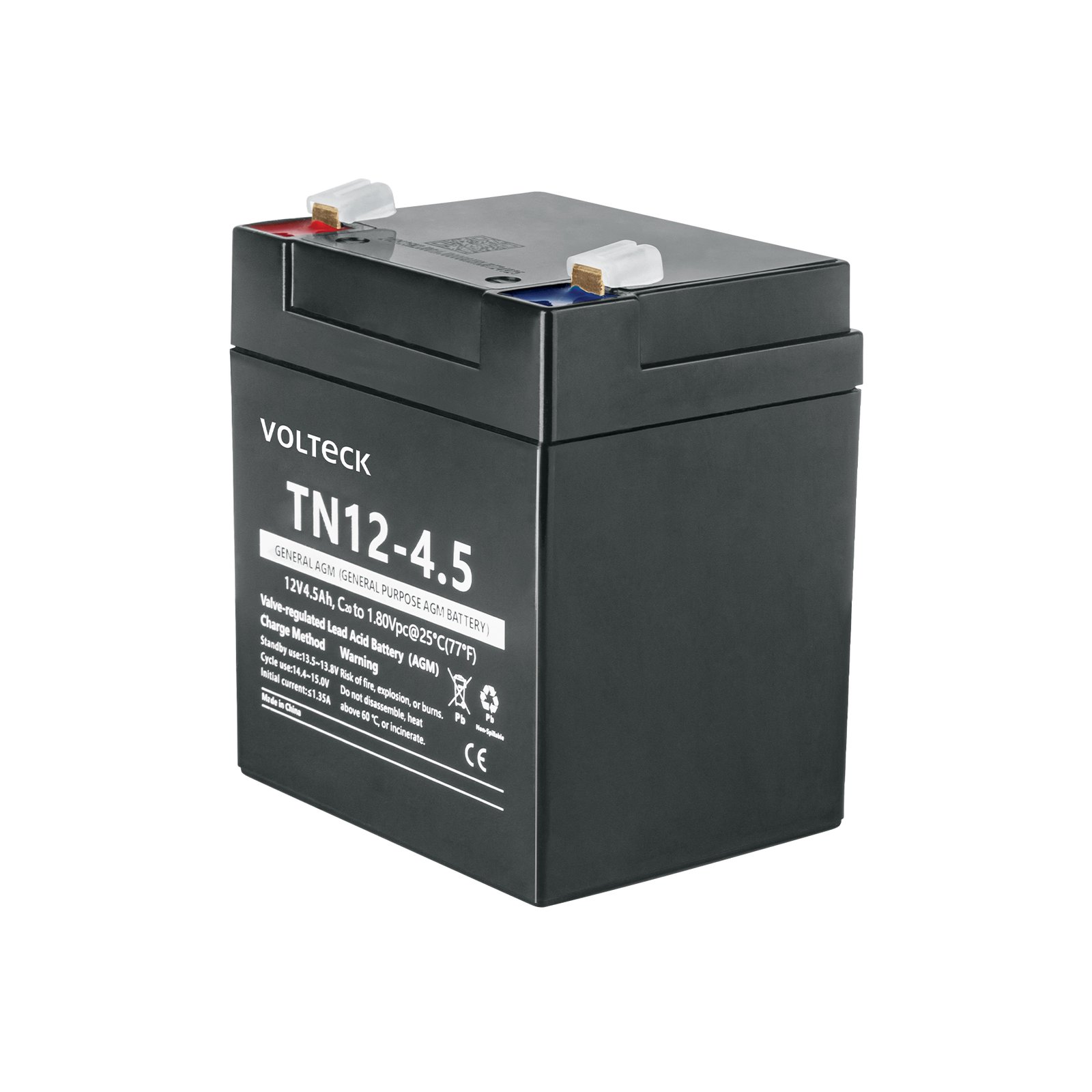 Batería Sellada Volteck de Ácido-Plomo 12Vcc 4.5Ah - Tecnología de Mantenimiento Cero para Sistemas de Energía de Respaldo (Clave 45338)