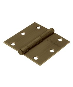 Bisagra Cuadrada 3-1/2', Latón Antiguo, Cabeza Plana, Estilo Compacto y Funcional, Marca Hermex, Clave 43252