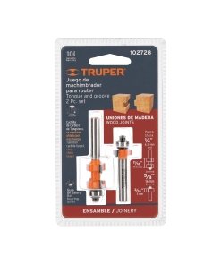 Juego Truper Profesional de Machimbrador 5/8" - Tecnología de Fresado con Balero para Ebanistería que Proporciona Acabados Precisos en Ensambles de Madera (Clave 102728)