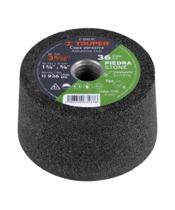 Copa Desbaste TRUPER 3-5/32" Grano 36 - Eje 5/8-11 para trabajos de desbaste en metal y piedra (Clave 13780)