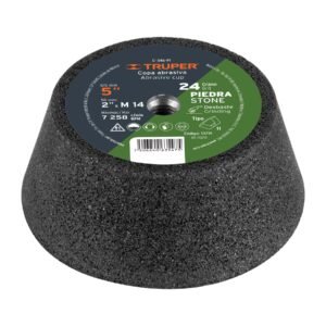 Copa Desbaste TRUPER 5" Grano 24 - Eje M14 para desbaste inicial en proyectos industriales (Clave 13791)