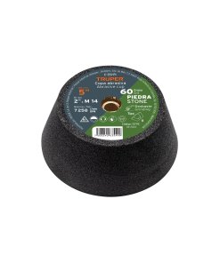 Copa Desbaste TRUPER 5" Grano 60 - Eje M14 para preparación de superficies antes de pintura (Clave 13793)