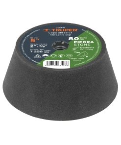Copa Desbaste TRUPER 5" Grano 80 - Eje 5/8-11 para pulido final en piezas de fundición (Clave 13789)