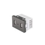 Toma 2 puertos USB acero inox de 1.5 módulos, línea Lisboa