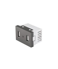 Toma 2 puertos USB acero inox 1.5 módulos línea Lisboa Volteck - Cargador integrado de alta resistencia para dispositivos móviles con acabado premium (Clave 47829)