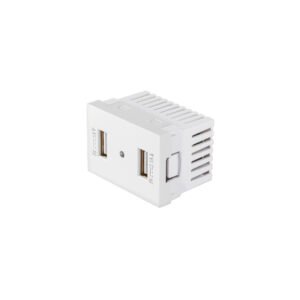 Toma con 2 puertos USB blanco de 1.5 módulos, línea Lisboa