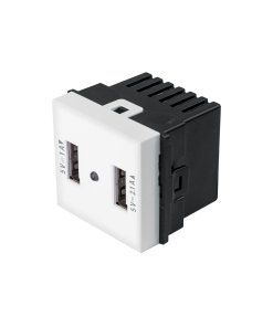 Toma 2 puertos USB 1.5 módulos línea Toledo Basic Volteck - Solución económica con puertos de carga para smartphones y tablets en hogares (Clave 29051)