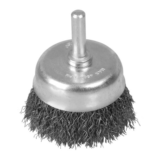 Carda copa trenzada alambre delgado 5" x 0.35 con rosca 5/8" Foy C306