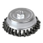 Carda copa trenzada alambre grueso 3" x 0.50 con rosca 5/8" Foy C307
