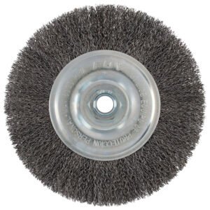 Carda circular ondulada alambre delgado 6" x 0.30 con rosca 5/8" Foy C315