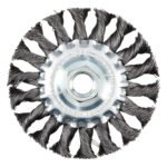 Carda circular trenzada alambre delgado 4" x 0.35 con rosca M14 Foy C320
