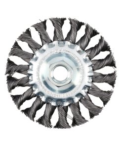 Carda circular trenzada alambre grueso 4" x 0.50 con rosca 5/8" Foy C323