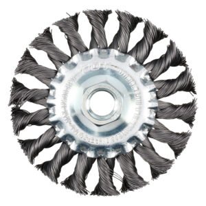 Carda circular trenzada alambre grueso 4" x 0.50 con rosca 5/8" Foy C323