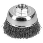 Carda copa ondulada alambre delgado 3" x 0.35 mm con rosca 5/8" Surtek C500