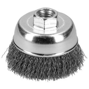 Carda copa ondulada alambre delgado 3" x 0.35 mm con rosca 5/8" Surtek C500