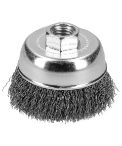 Carda copa ondulada alambre delgado 5" x 0.35 mm con rosca M14 Surtek C505