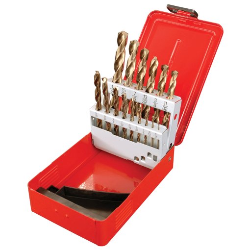 Juego de brocas con cobalto de acero de alta velocidad zanco recto, 15 piezas Urrea C5115