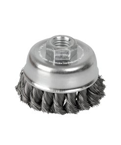 Carda copa trenzada alambre delgado 3" x 0.35 mm con rosca 5/8" Surtek C512