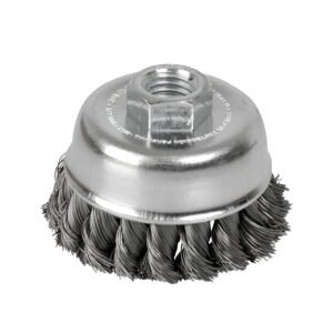 Carda copa trenzada alambre delgado 4" x 0.35 mm con rosca M14 Surtek C515