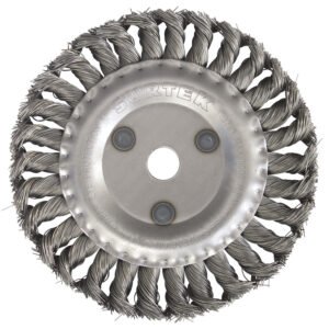 Carda circular trenzada alambre delgado 4" x 0.35 mm con rosca 5/8" Surtek C528