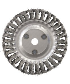 Carda circular trenzada alambre delgado 4" x 0.35 mm con rosca M14 Surtek C529