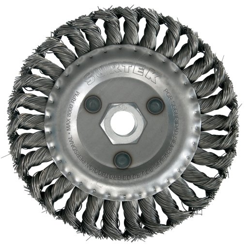 Carda circular trenzada alambre grueso 7" x 0.50 mm con rosca 7/8" Surtek C538