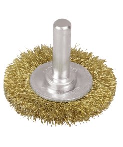 Carda circular ondulada alambre delgado 4" x 0.30 mm con zanco 1/4" Surtek C564