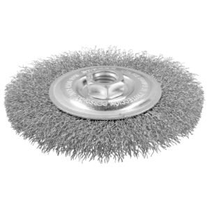 Carda circular ondulada alambre delgado acero inoxidable 6" x 0.30 mm con rosca M14 Surtek C621