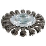 Carda circular ondulada alambre delgado acero inoxidable 4" x 0.30 mm con rosca 5/8" Surtek C623