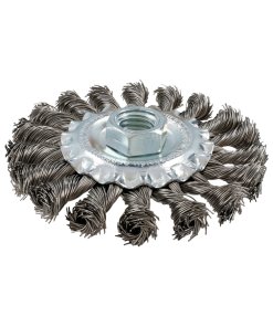 Carda circular ondulada alambre delgado acero inoxidable 4" x 0.30 mm con rosca 5/8" Surtek C623