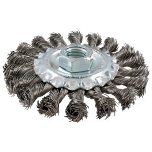 Carda circular ondulada alambre delgado acero inoxidable 4" x 0.30 mm con rosca 5/8" Surtek C623
