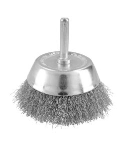 Carda copa ondulada alambre delgado acero inoxidable 7/8" x 0.30 mm con zanco 1/4" Surtek C629