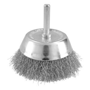 Carda copa ondulada alambre delgado acero inoxidable 7/8" x 0.30 mm con zanco 1/4" Surtek C629