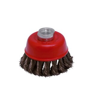 Carda copa trenzada alambre grueso 4" x 0.50 mm con rosca M14 Urrea C809