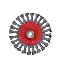 Carda circular trenzada alambre fino 4" x 0.35 mm con rosca M14 Urrea C825