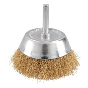 Carda copa ondulada alambre fino 2-3/4" x 0.30 mm con zanco 1/4" Urrea C849