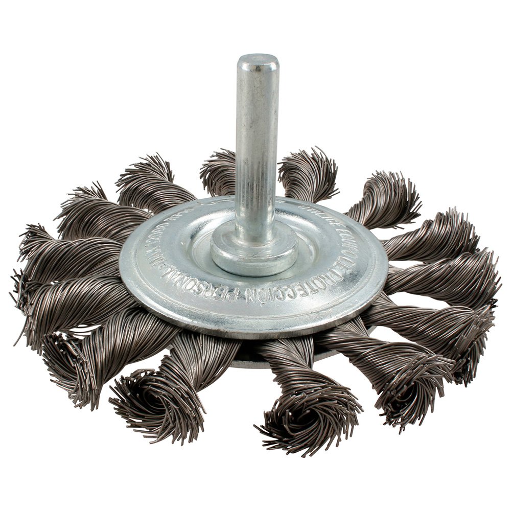 Carda circular trenzada alambre fino 3" x 0.30 mm con zanco 1/4" Urrea C850