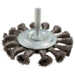 Carda circular trenzada alambre grueso 3" x 0.50 mm con zanco 1/4" Urrea C852