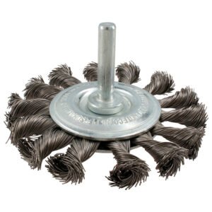 Carda circular trenzada alambre grueso 3" x 0.50 mm con zanco 1/4" Urrea C852